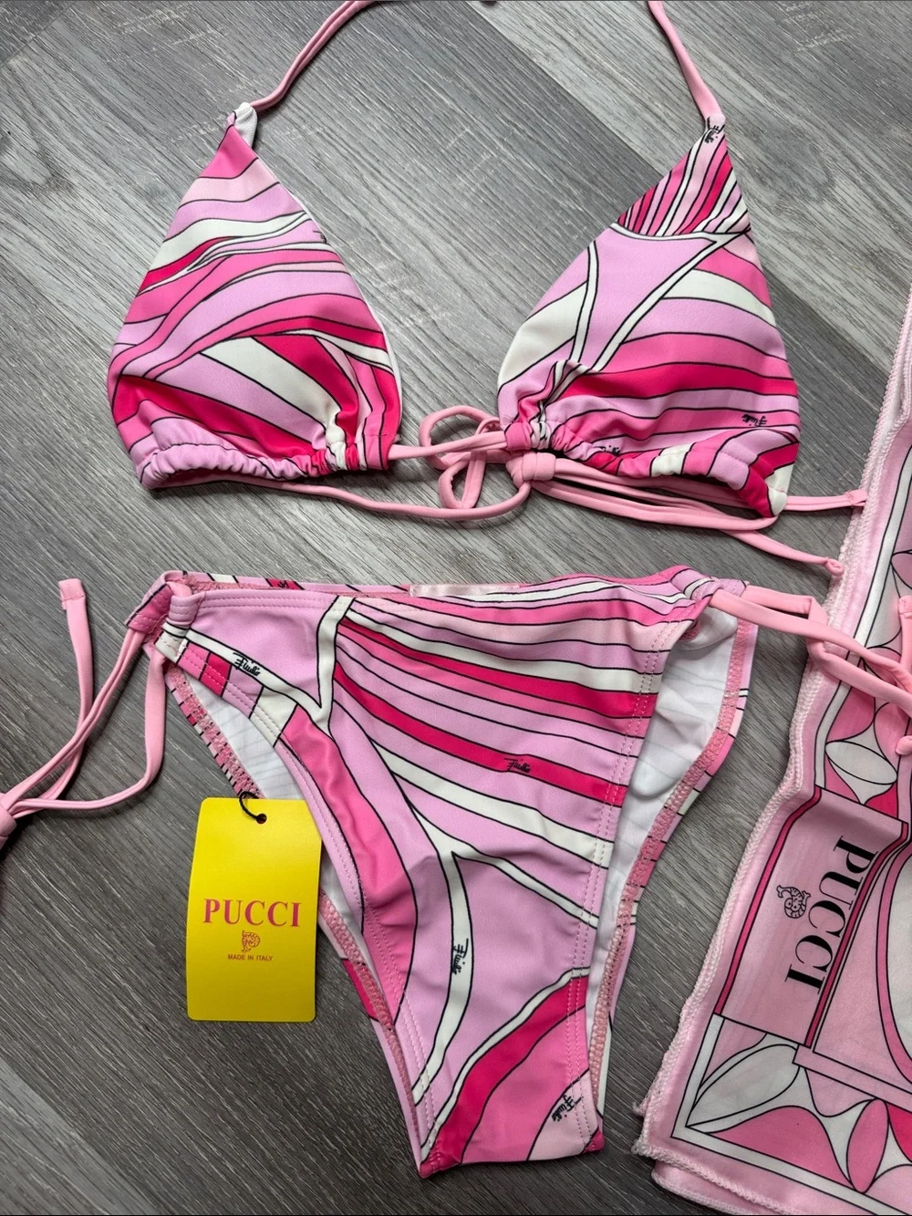 Emilio Pucci Pink Swirl Bikini with Matching Cover Scarf